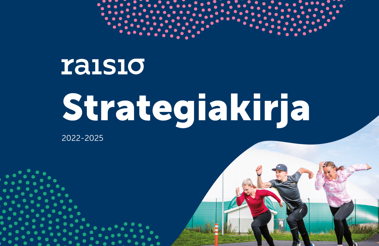 Raision kaupungin strategiankirjan kansi. Bränditoimisto Hurraa.