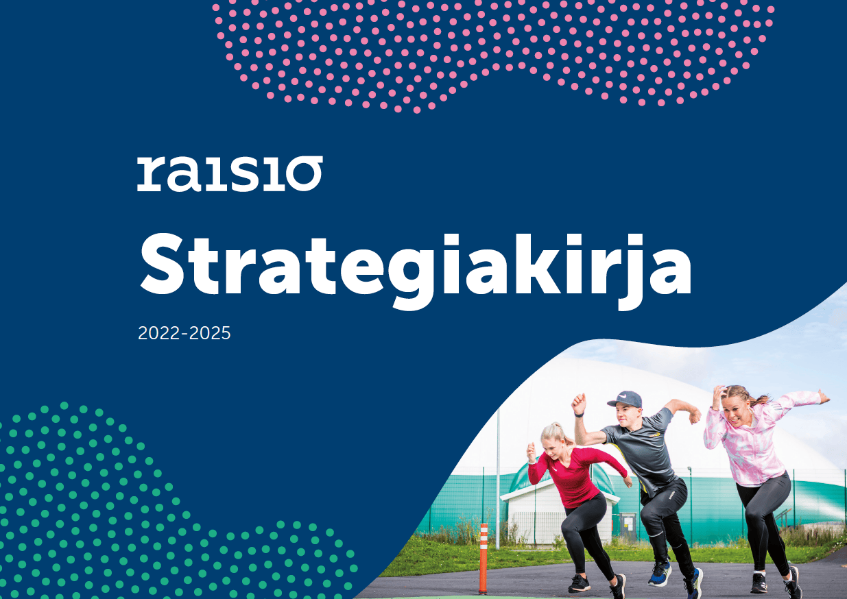Raision kaupungin strategiankirjan kansi. Bränditoimisto Hurraa.
