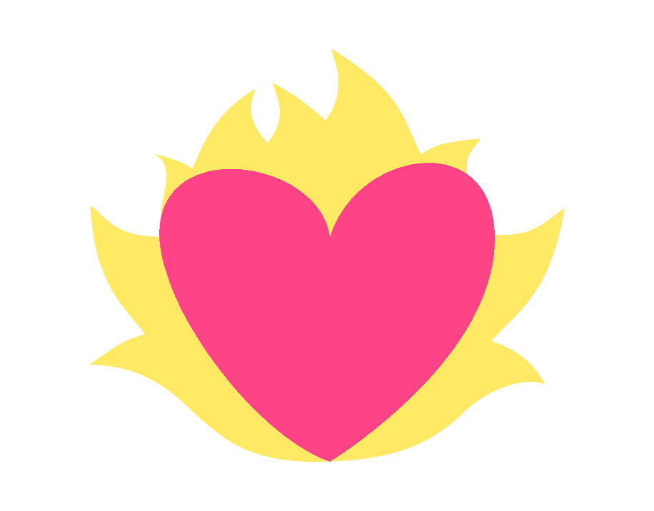 Bränditoimisto Hurraan pyhä palo emoji. Sydän ja liekki.